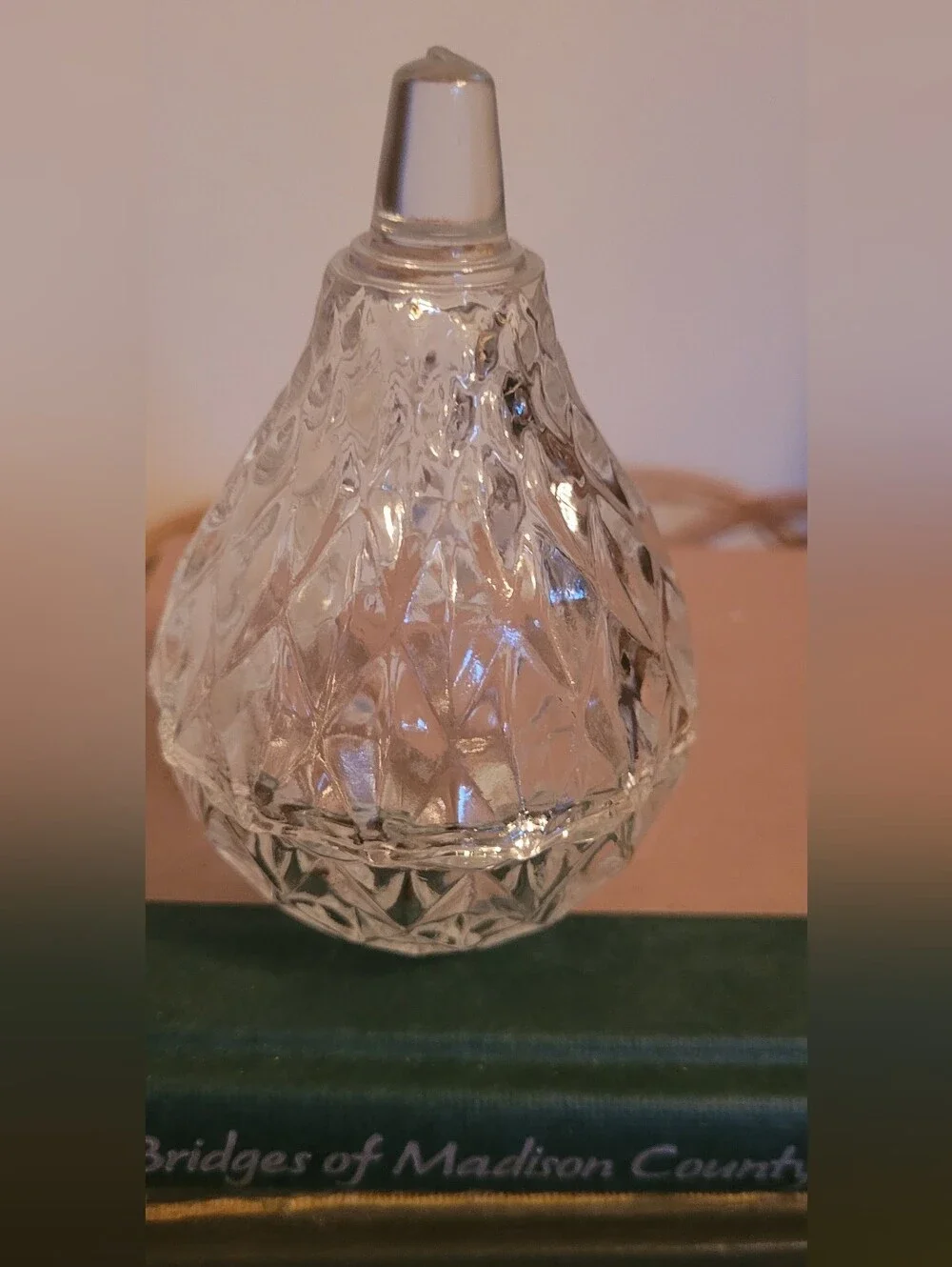 Vintage Pessed Glass Pear Shaped Trinket Box - Home Accents